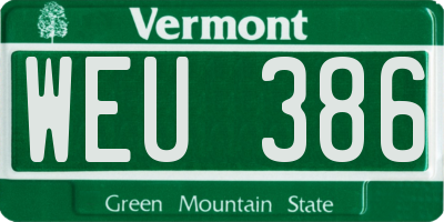 VT license plate WEU386
