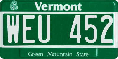 VT license plate WEU452