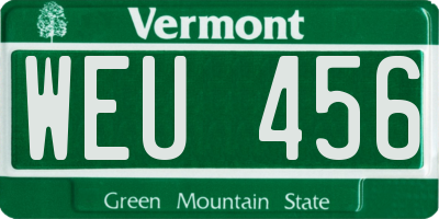 VT license plate WEU456