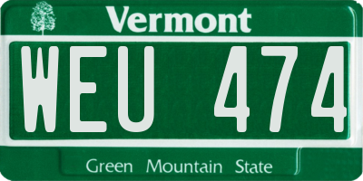 VT license plate WEU474