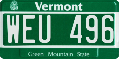 VT license plate WEU496