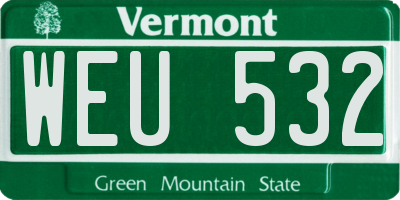 VT license plate WEU532