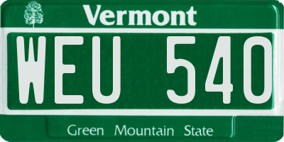 VT license plate WEU540