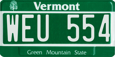 VT license plate WEU554