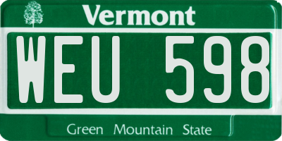 VT license plate WEU598