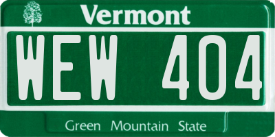 VT license plate WEW404