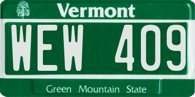 VT license plate WEW409