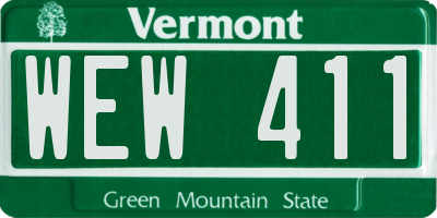 VT license plate WEW411