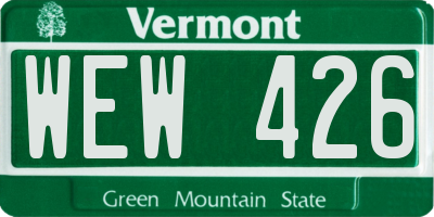 VT license plate WEW426