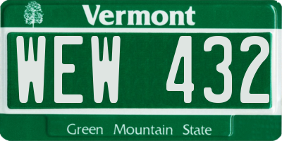 VT license plate WEW432