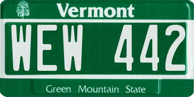 VT license plate WEW442
