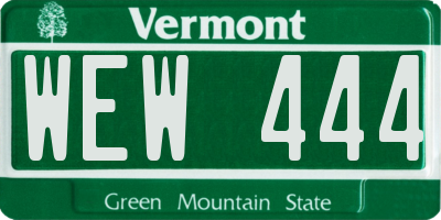 VT license plate WEW444
