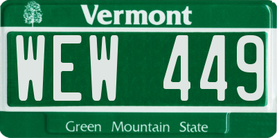 VT license plate WEW449