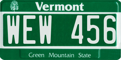 VT license plate WEW456