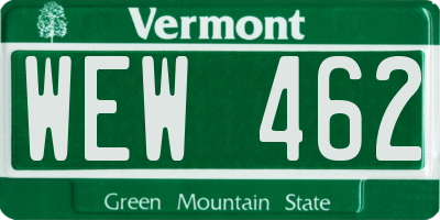 VT license plate WEW462