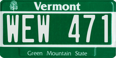 VT license plate WEW471