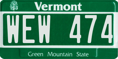 VT license plate WEW474