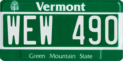 VT license plate WEW490