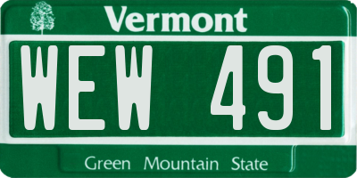 VT license plate WEW491