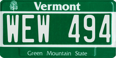 VT license plate WEW494