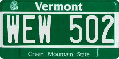VT license plate WEW502
