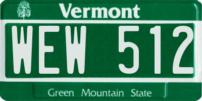 VT license plate WEW512