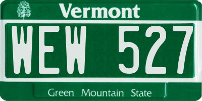 VT license plate WEW527