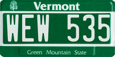 VT license plate WEW535
