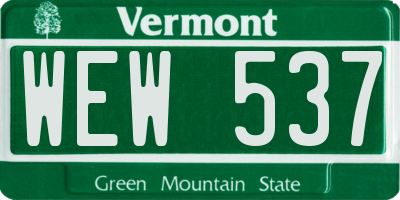 VT license plate WEW537