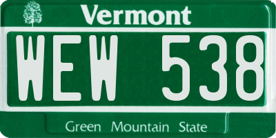 VT license plate WEW538
