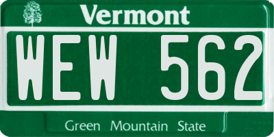 VT license plate WEW562