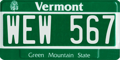 VT license plate WEW567