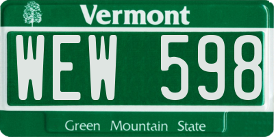 VT license plate WEW598