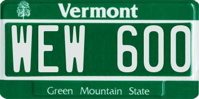 VT license plate WEW600