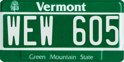 VT license plate WEW605