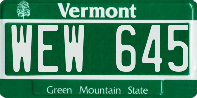 VT license plate WEW645