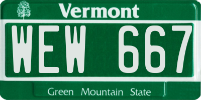 VT license plate WEW667
