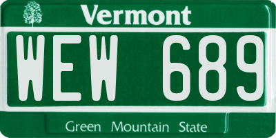 VT license plate WEW689