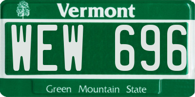 VT license plate WEW696