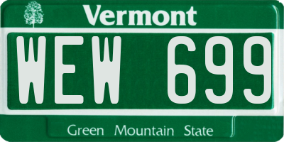 VT license plate WEW699