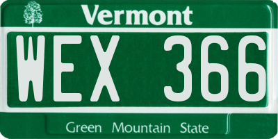 VT license plate WEX366