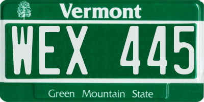VT license plate WEX445