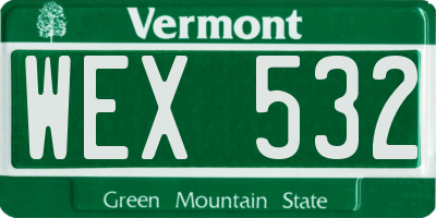 VT license plate WEX532