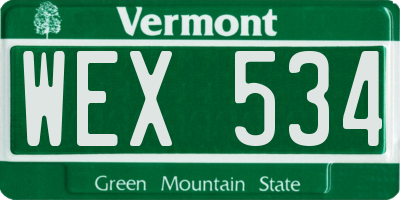 VT license plate WEX534