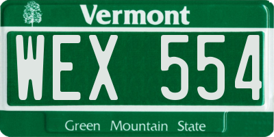 VT license plate WEX554