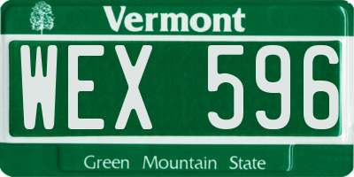 VT license plate WEX596