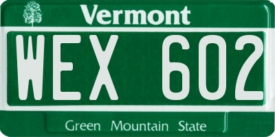 VT license plate WEX602