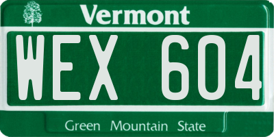 VT license plate WEX604
