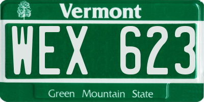 VT license plate WEX623