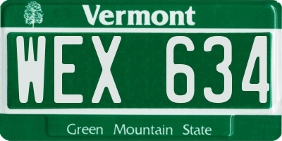 VT license plate WEX634